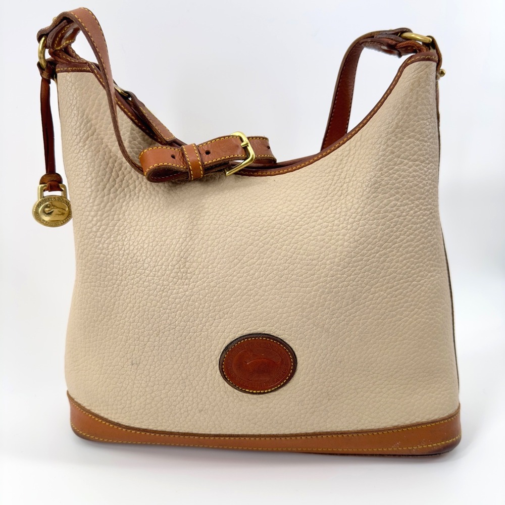 👜 VTG Dooney & Bourke R152 BO Large Hobo Loop Bag Bone AWL Leather USA